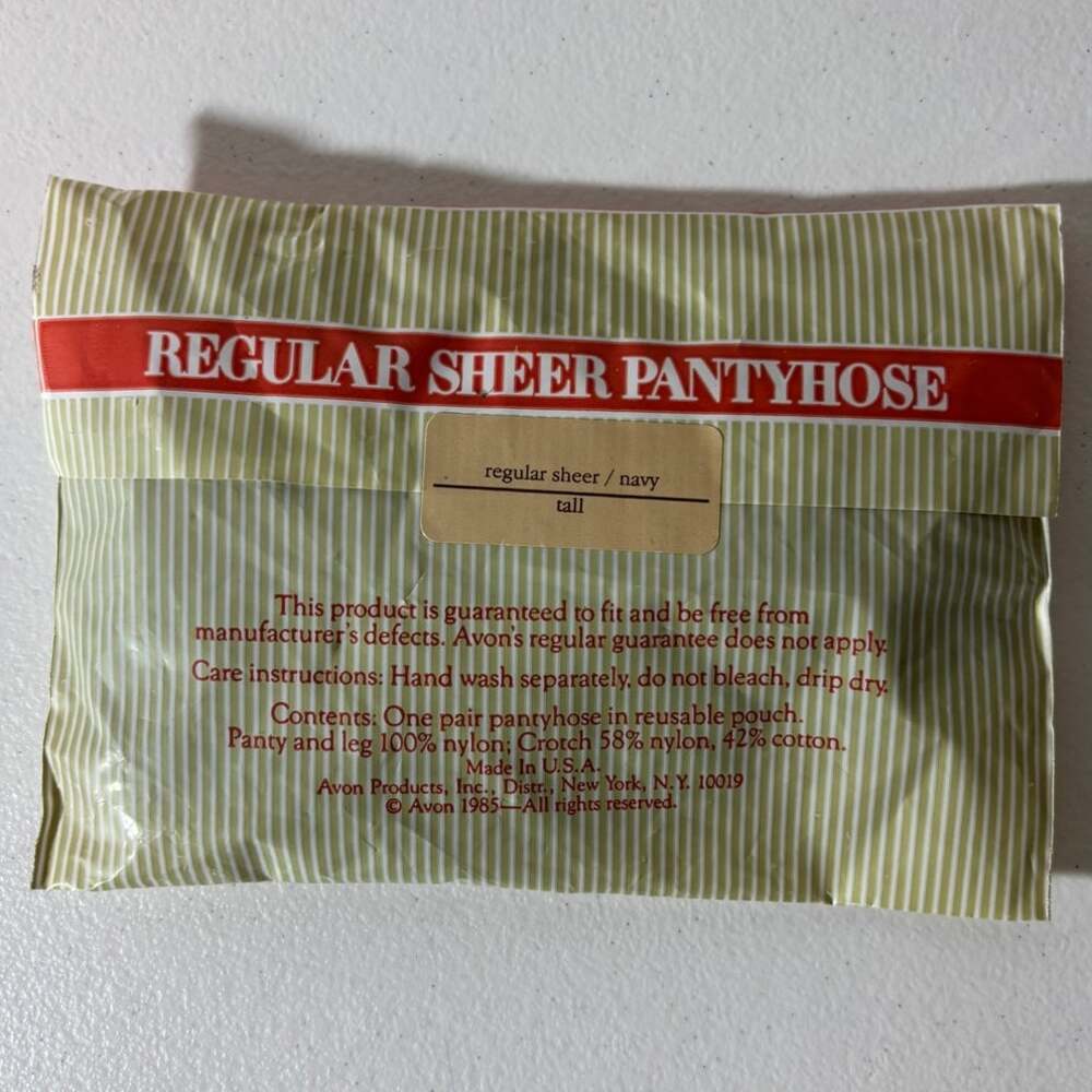 Vintage Avon Size Tall Style & Fit Navy Regular Sheer Pantyhose Deadstock